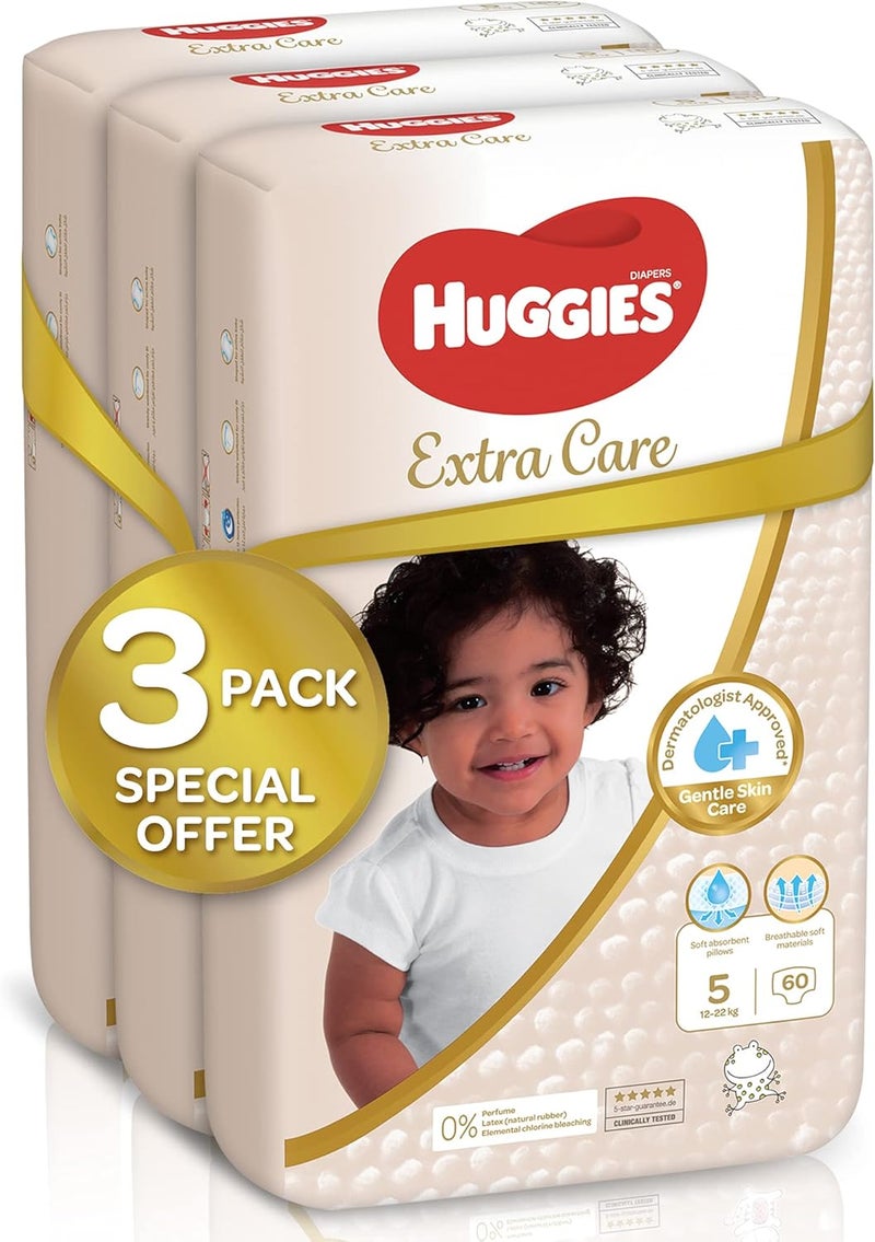 Huggies Extra Care, Size 5, 12 -22 kg, Super Mega Pack, 180 Diapers - Image 3